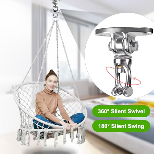 SELEWARE Silent Bearing Swivel Swing Hanger Stainless Steel Swing Hook 2Pcs | 360° Swivel Ceiling Mount Swing Bracket for Aerial Yoga Silks Swing Chair Heavy Bag Swing Set Indoor Outdoor, 1200lb Capacity - color: 360° Bearing Swing Hanger ( 2 Pack )