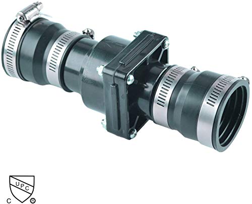 Plastic Sump Pump Check Valve with Stainless Steel Clamps for 1-1/2 inch or 1-1/4 inch