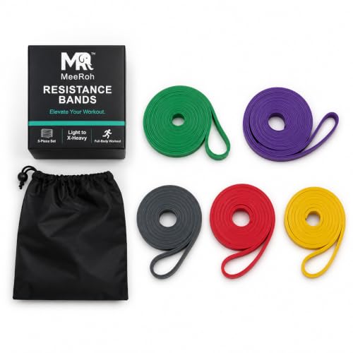 MeeRoh Pull Up Assist Bands – 100% Latex Free TPE Resistance Bands for Pull Ups – Heavy Duty Assisted Pullup Band Set for Calisthenics, Strength Training, Mobility & Home Gym Workout (5-Pack Set)