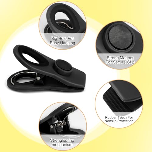 Chip Clips, Magnetic Bag Clips with Air Tight Seal for Food Storage, 12 Pack, Black - color: 12pcs Black