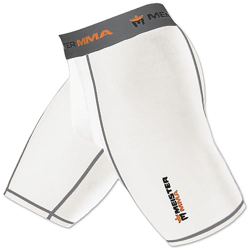 Meister MMA Compression Rush Fight Shorts w/Cup Pocket - color: White, size: XX-Large