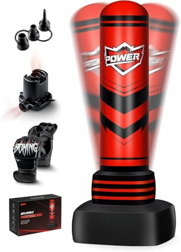 Punching Bag for Teens, 70'' Heavy Boxing Bag with Gloves and Pump, Women Men Stand Kickboxing Bags, Upgraded Big Base Boxing Equipment Set for Training MMA Fitness Home Gym
