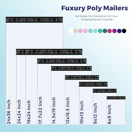 Fuxury Large Poly Mailers 14.5x19" 100Pcs, Shipping Bags for Clothing, Strong Adhesive Sealing Mailing Envelopes, Waterproof Postal Mailer Poly Bags for Small Business