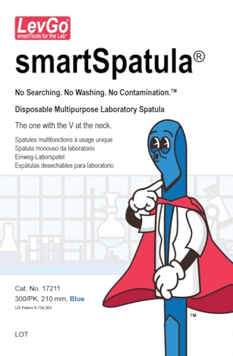 LevGo® 17211 Standard smartSpatula® Disposable Multipurpose Laboratory Spatula, PP, 210 x 7 mm (300 spatulas per Pack). Look for the V at the Neck.®