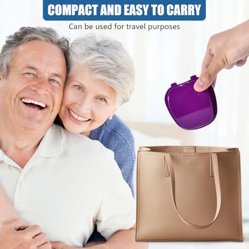 KISEER Purple Denture Bath Case Cup Box Holder Storage Soak Container with Strainer Basket for Travel Cleaning - color: Purple