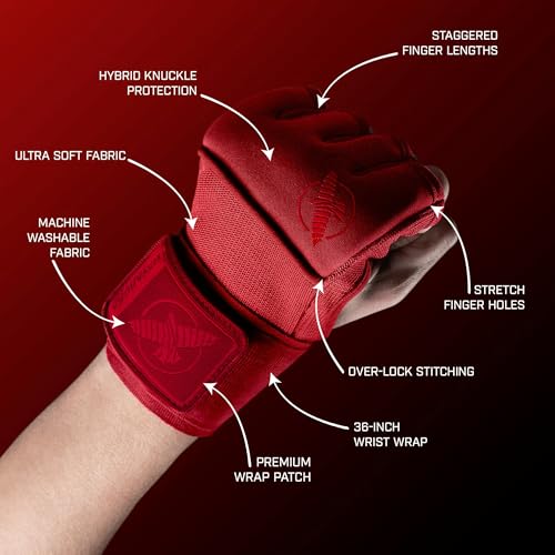 Hayabusa Deluxe Quick Wraps for Men and Women - Boxing & Martial Arts Hand Wraps - color: Red, size: Large