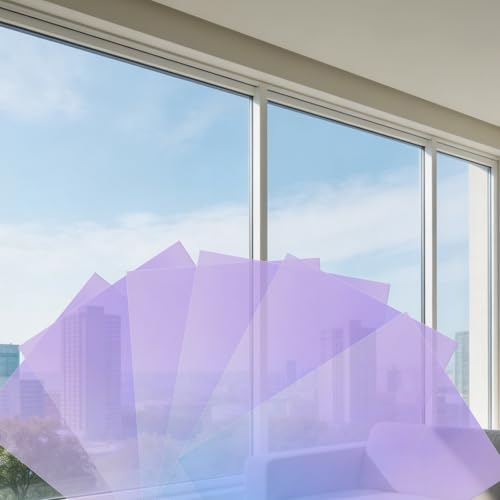 7 Pcs Iridescent Window Film, Self Adhesive Glass Films Holographic Window Film for DIY Christmas Party Home Decoration 11.8 Inch x7.8 Inch