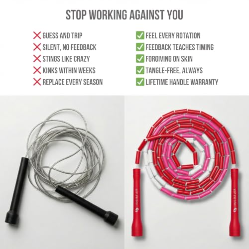 Elevate Rope Beaded Jump Rope, 1 in Beads, 10 ft Adjustable, Segmented - color: Irisha