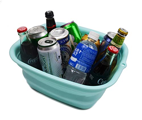 SAMMART 7.7L (2 Gallon) Collapsible Tub - Foldable Dish Tub - Portable Washing Basin - Space Saving Plastic Washtub (Lake Green, S) - color: Lake Green, size: Small