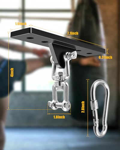 Ceiling Mounted Swing Hooks Rotate 360 Degrees | Heavy Bag Hanger for Punching Bags, Stainless Steel Swing Hangers for Gym Aerial Yoga Swing Chairs and Hammocks - style: Heavy Bag Hanger with Link Buckle