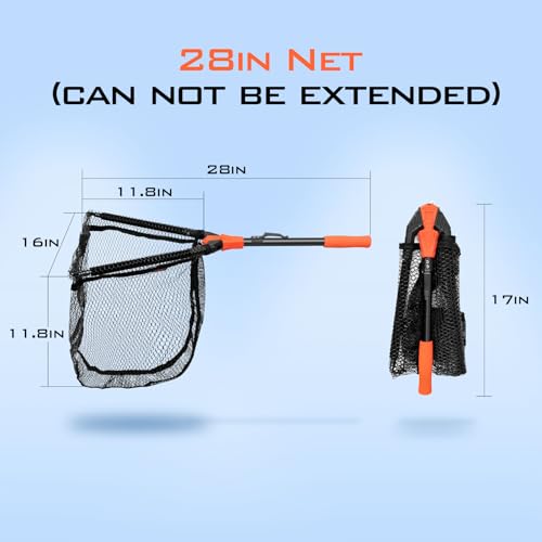KastKing Pontus Fishing Net, Foldable & Lightweight Landing Net with Built in Length Scale, Strength Aluminum Handle, Fishing Gear and Gift for Men - style: Hoop Size: 16"(not Extendable)