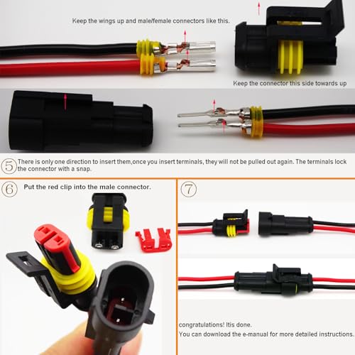 25 Kit 2 Pin Connector Automotive Waterproof Connectors 2 Wire Connectors Electrical Connector Two Pin Connector Quick Disconnect Plug Kit 22-16 AWG - size: 22-16AWG 25Set