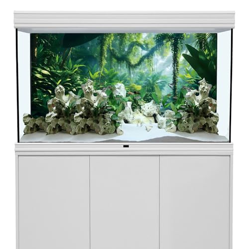 AWERT 48x24 inches Tropicalforest Terrarium Background Green Huge Tree Reptile Habitat Background Polyester Rainforest Aquarium Background - size: 48x24in/120x60cm