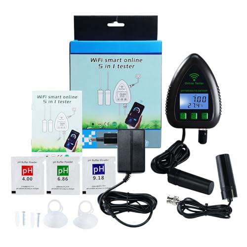 5 in 1 pH TDS SG Temp Salinity Tester Datalogger Water Quality Tester for Aquarium Aquaculture Pond etc Smart Remote Monitoring
