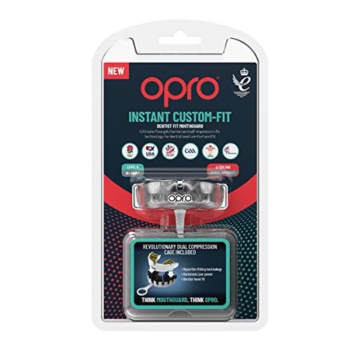 OPRO Instant Custom Fit Moldable Mouth Guard, Dentist Level, Clear/Gold - color: Clear/White, size: Adult (10+)