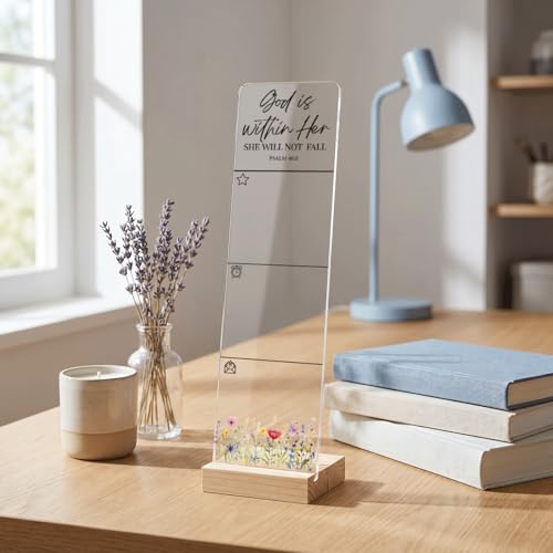 Sticky Notes Monitor Memo Board with Removable Wooden Base God is Within Her She Will Not Fall Portable Acrylic Sticky Note Holder Message Board Sign Bonus 200 Sheets Sticky Notes Office Desk