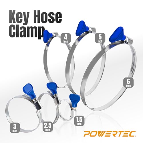 POWERTEC 70247 1-1/2 Inch Stainless Steel Thumb Screw Clamps, Adjustable Key Hose Clamps for Pool Hose for Above Ground Pools and PVC Tubing, Pipe Clamp, Worm Gear Clamp, 15 pack - size: 1-1/2 Inch (Pack of 3), style: 5 PK