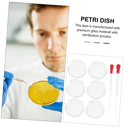 6pcs Petri Dishes Lids Transfer Pipettes Specimen Container for Science Lab