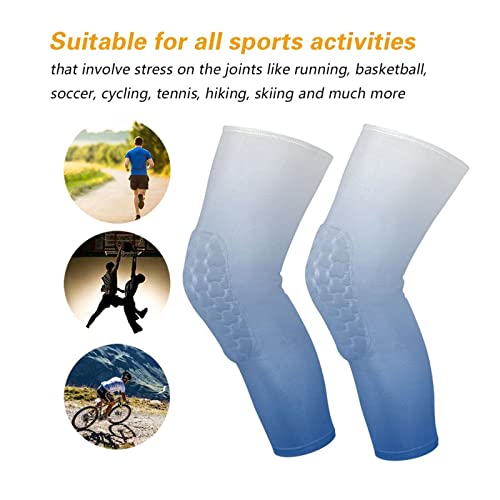 Blue Gradient Sports Knee Pads Youth Volleyball Basketball Knee Pads Long Leg Sleeves Braces Compression Wrestling Knee Pads for Boys Girls Football Dance Yoga - color: Blue Gradient