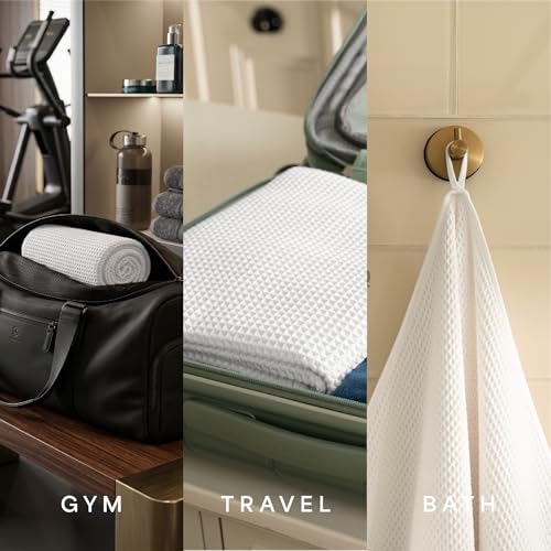 S&T INC. Aura Waffle Bath Towels, 4 Pack, 30" x 60", White - color: White