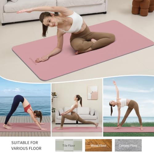 8mm Extra Wide 80cm Yoga Mat Non Slip - color: Dark Powder+Dark silve