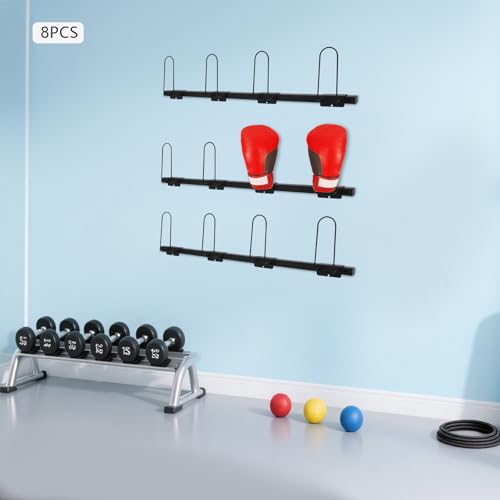 8PCS Wall-Mounted Boxing Glove Storage Rack, Glove Storage Display Cabinet, Hanging Boxing Glove Drying Rack (Bla) - color: Black