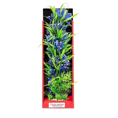 AQUATOP 16" Garden Blue Vibrant Wild Plastic Plant w/Weighted Base for Aquariums, PD-VGB16
