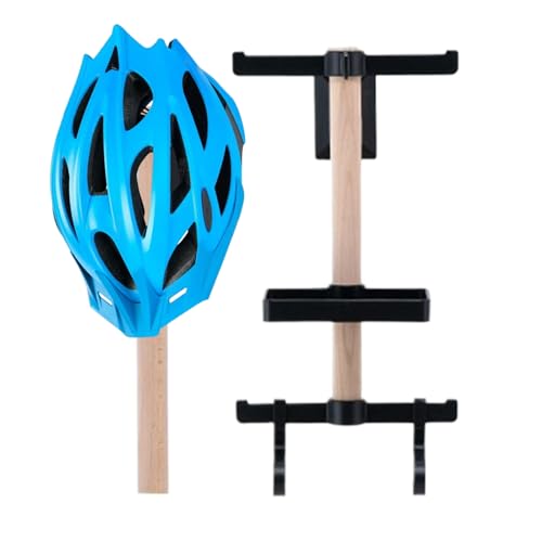 Wood Wall Storage Rack – Solid Mounted Organizer, Bicycle Gear Holder, Helmet Glasses Speedometer Shoe Stand | Space Saving Display, Wall Mounted Unit for Bike Accessories - size: Adhesive version