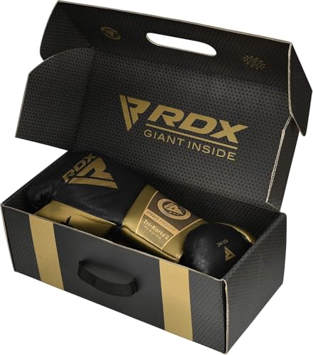 RDX Professional Boxing Gloves, Mark PRO Lace-Up Competition Gloves, Super Skin Maya Hide Leather, Padded Wrist Support, Multi-Layered, Traditional Extra Long Laces for Firm Secure Fit
