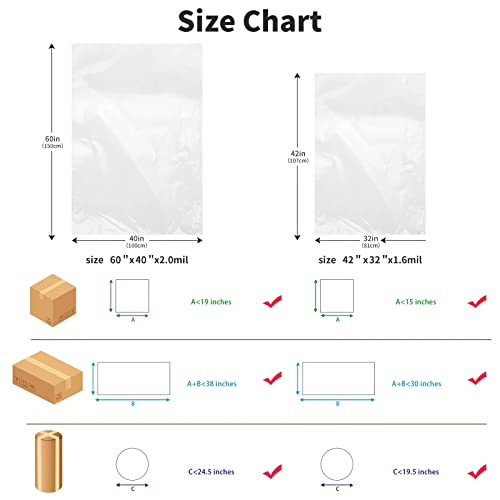 Jumbo Clear Storage Bags, Pack of 6, 40" x 60" XXL Dustproof Plastic Suitcase Bag, Waterproof Storage Bag for Luggage, Chairs, Luggage, Stroller, Kids Bike, Bicycle and Motorbike