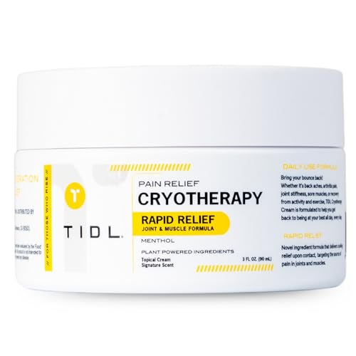 TIDL Cryotherapy Pain Relief Plant-Based Menthol Cream, 3 fl oz | Cooling Cream for Arthritis Joint Muscle Back Pain Relief Anti-Inflammatory Fast-Absorbing Full-Body Recovery - style: 3 Ounce