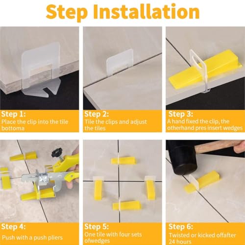 Tile Leveling System with Tile Plier - 3000-Piece Tile Spacers Clips and 300-Piece Reusable Wedges - Tile Tools Set for Stone Installation - size: 1/8 Inch * 3000 Spacers
