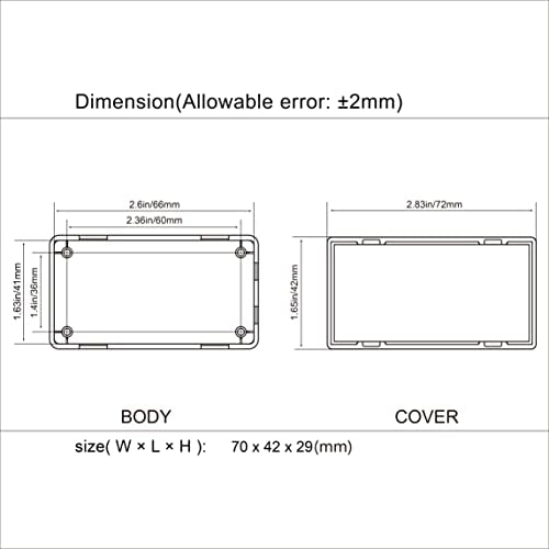 Project Box 10 Pieces ABS Plastic Electrical Project Case Small Junction Box for Electronics Black 2.74 x 1.77 x 1.15 inch (70 x 45 x 29 mm) - size: 2.74" x 1.77" x 1.15"(10pc)