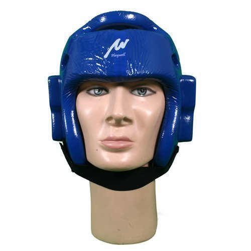 Playwell Martial Arts Dipped Foam Sparring Head Guard Blue - Single Layer - size: Medium