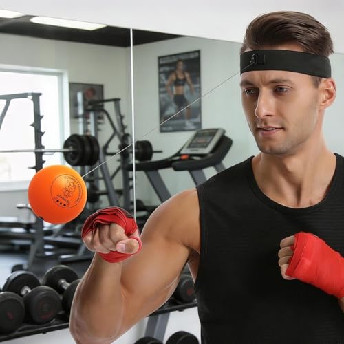 Punching Ball with Headband Adjustable Breathable Soft - color: Orange