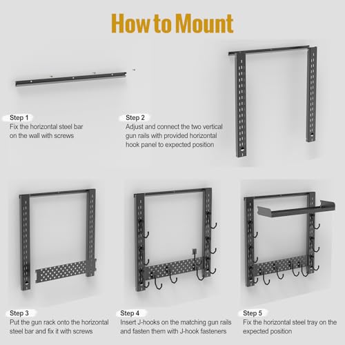 ONETIGRIS Gun Rack Wall Mount,Indoor Gun Rack for Wall with Shelf Horizontal and 1 Removable Gun Accessories Tray - style: MOLLE Panel&Shelf