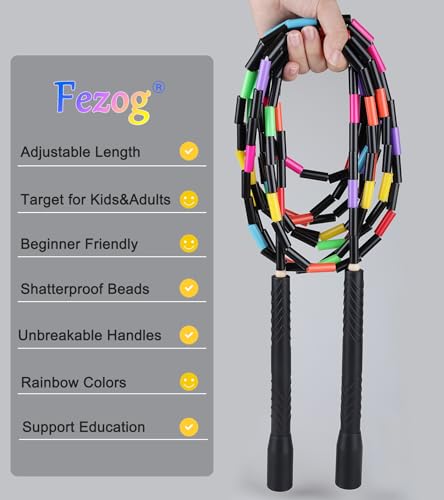 Fezog 16.5FT Weighted Double Dutch Jump Ropes for Adults 2-PACK - color: Black-2Pcs