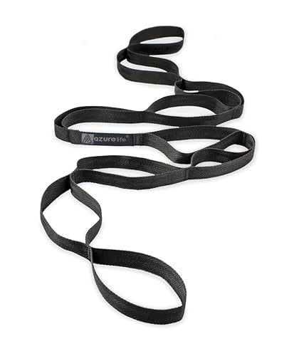 A AZURELIFE Premium Durable Stretch Straps with Loops, Stretching Strap for Physical Therapy, Multi-Loop Yoga Strap Fitness Exercise Strap for Yoga, Pilates, Dance, Flexibility&Exercise - color: #2-Black