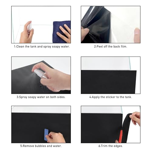 Black Aquarium Background Static Cling, Self Adhesive Fish Tank Wallpaper, Vinyl Aquarium Backdrop, Strong Stickiness, Traceless Removal, Reusable, 15.7"x59.1" - size: 15.7×59.1 in