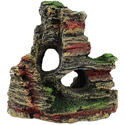 Emivery Resin Rockery Decorations Aquarium Ornaments Fish Tank Supplies Accessories for Betta, Small Lizards, Turtles, Reptiles, Amphibians
