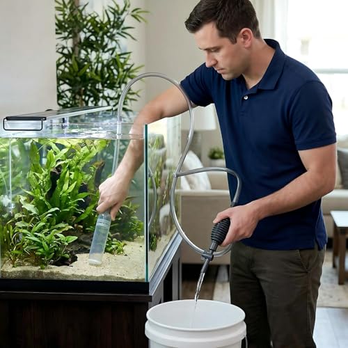 Aquarium Gravel Cleaner with Flow Control Valve – Medium Fish Tank Siphon Vacuum Pump for Gravel & Sand, Water Change, 5.7FT Hose, Fits 10–50 Gallon Tanks