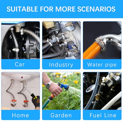 YUCDXVF 24PCS Adjustable Stainless Steel Hose Clamps, 1/4“-2” (6-51mm) Stainless Steel Hose Clamp Assortment Kit Our Hose Clamps Are Used For Home, Garden and Automotive Hose Connections