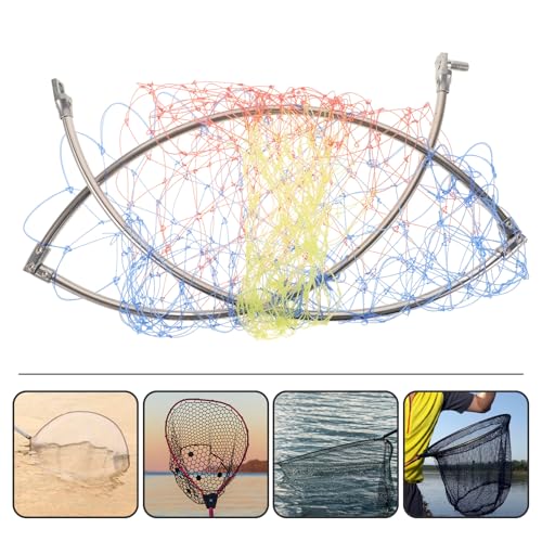 Toddmomy Replacement Fishing Landing Net Head 40cm Stainless Steel Mesh Basket 8mm Connector Portable Fish Land Mesh for Freshwater and Saltwater Fishing