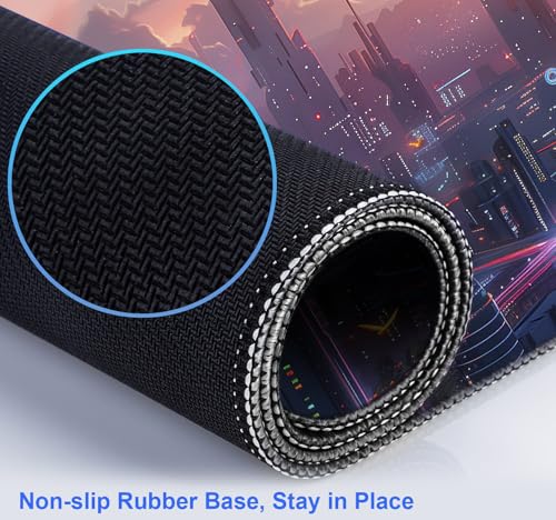 Digital Night Scene Office Art Desk Mat, Female Learning Computer Mouse Mat | The Surface Of The Mouse Pad Is Designed With Fiber Woven Material, And The Base Is Made Of Natural Anti Slip Rubber. - color: City Night Scene