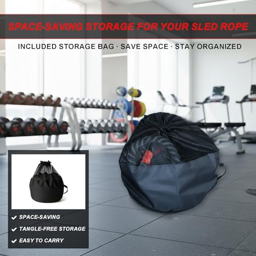 J Bryant Weighted Sled Pull Rope with 3m Interval Markers, Braided Polyester Training Rope with Storage Bag & Carabiner for Home Gym Conditioning - size: 20FT