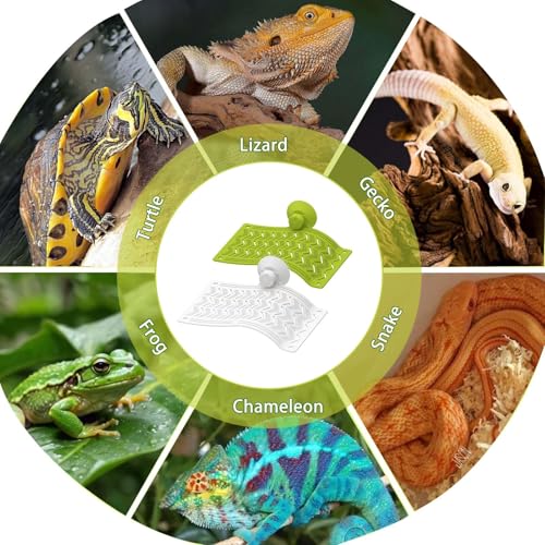 2PCS Bearded Dragon Hammock,Turtle Basking Platform with Suction Cups,Lizard Lounger with Frog Tank Leaf Decorations,Reptile Hammocks Climbing Accessories for Snakes,Crested Gecko,Amphibian