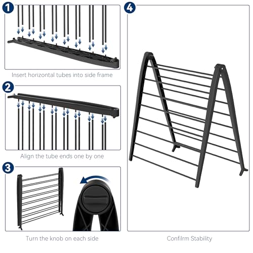 Whitmor Spacemaker Folding Drying Rack, Indoor Clothes Organizer with Patent-Pending Design, Space Saving, 6" L x 26" W x 51.5" H, Black Deluxe - color: Dark