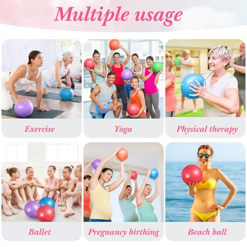 Aoriher 10 Pcs Small Pilates Ball Bulk 9 Inch Mini Yoga Ball - color: Rainbow Color