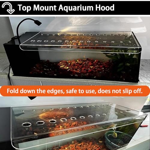 1 Pcs Fish Tank Top Cover for Aquarium, Acrylic Aquarium Anti-Jump Cover/Cat-Proof Terrarium Lid, with Feeding Hole, Fresh Air Screen Cover(51x16.5cm/20.1x6.5inch)
