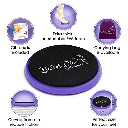 Ballet Turning Disc for Dancers, Gymnastics and Ice Skaters. Portable Turn Board for Dancing on Releve. Make Your Turns, Pirouette and Balance Better - color: purple no bag